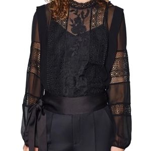 Joie Concesa Caviar Lace & Chiffon Silk Blouse